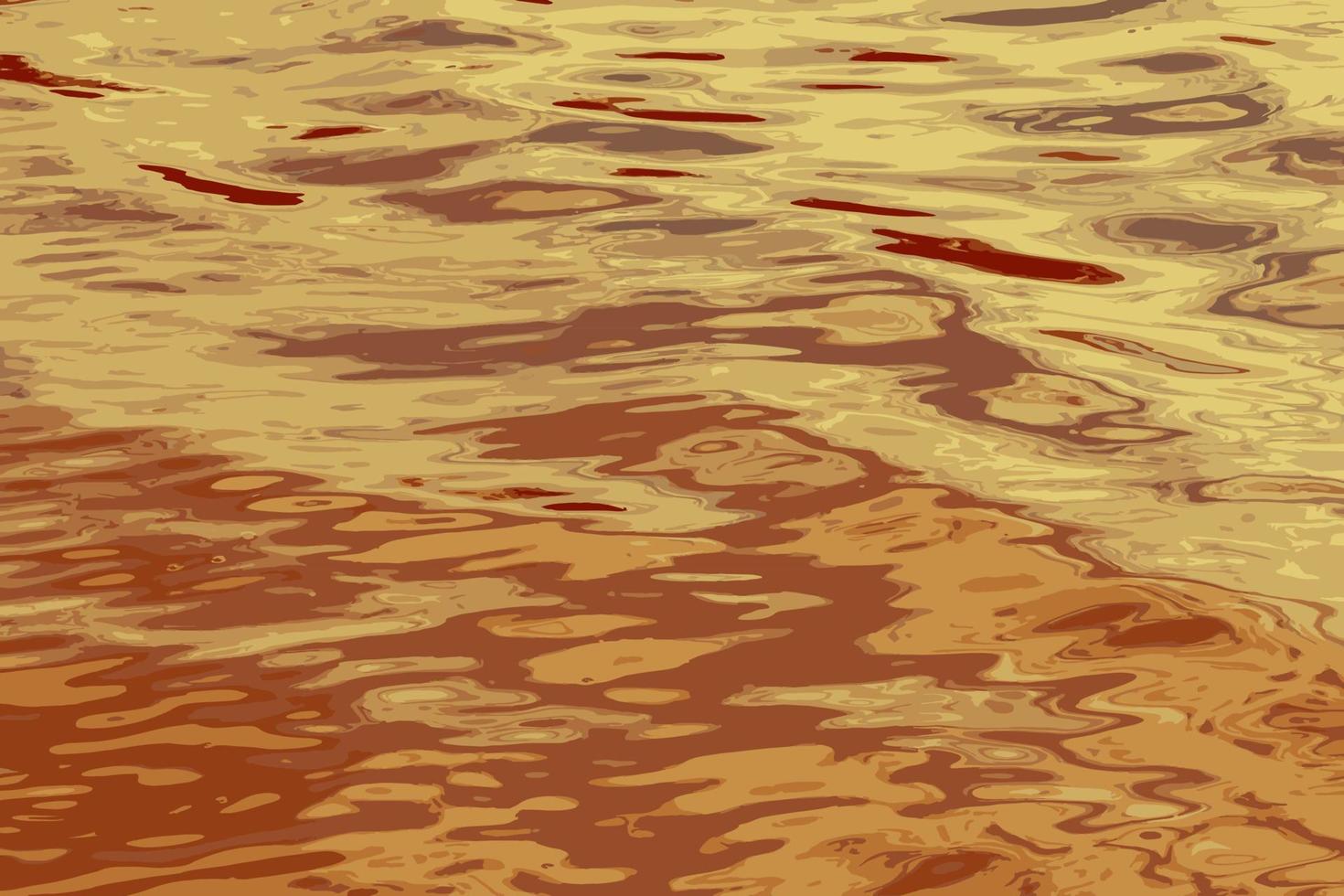 Vector illustration of water ripple texture background. Wavy water surface during sunset, golden light reflecting in the water.