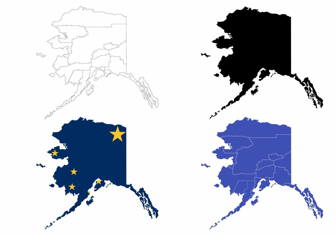 Alaska map flag set isolated on white background vector