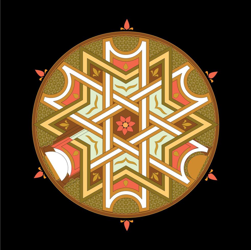 Islamic Art Border and Frame for Inside Cover Prayer Book, Ready add text. Greeting, useful isolated on black background vector