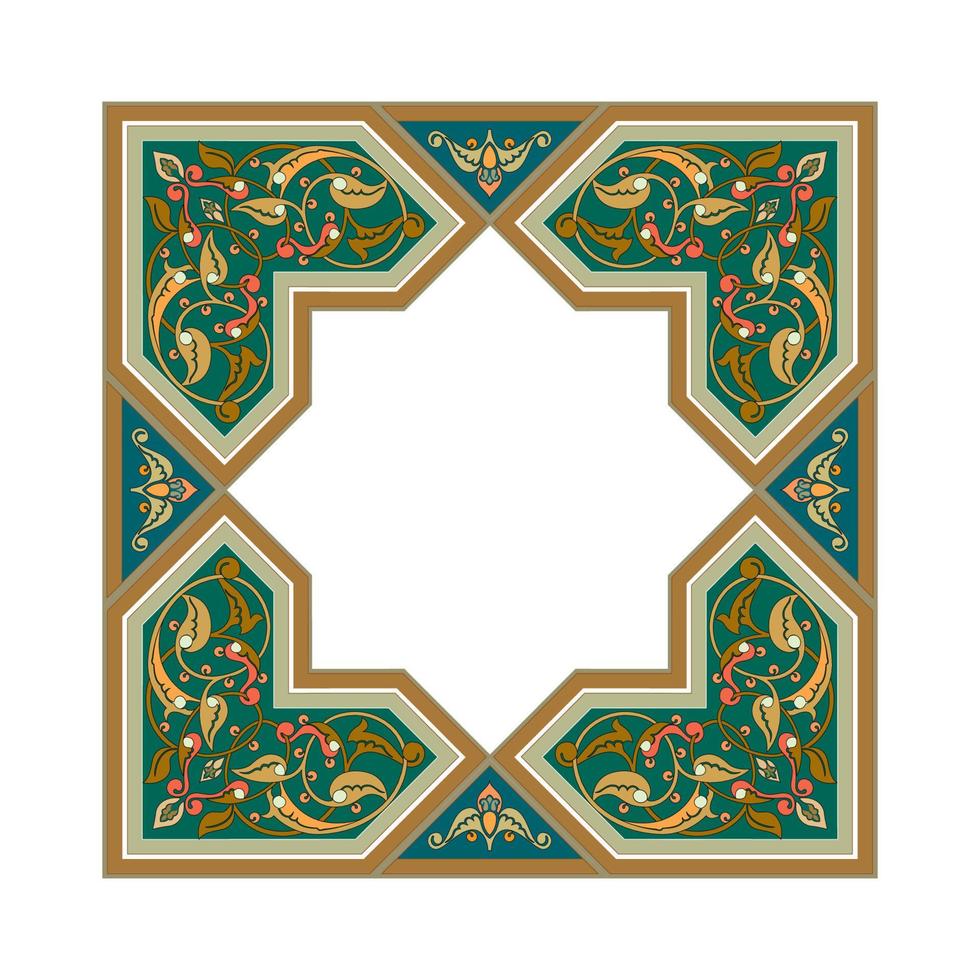 Islamic Art Border and Frame for Inside Cover Prayer Book, Ready add text. Greeting, useful isolated on white background available for printing vector