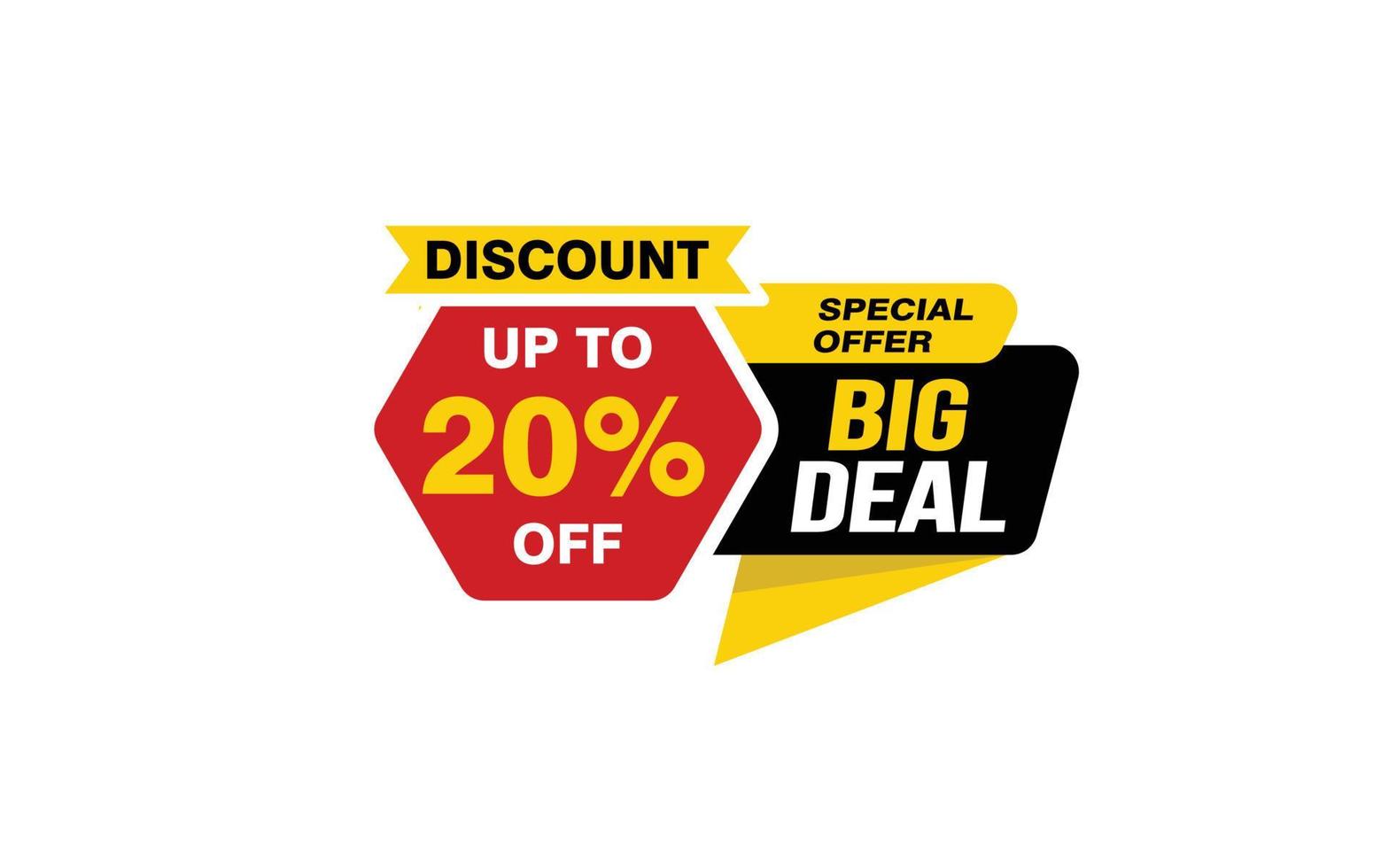 20 Percent BIG DEAL offer, clearance, promotion banner layout with sticker style. vector