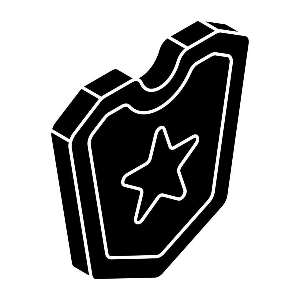 An editable design icon of star shield vector