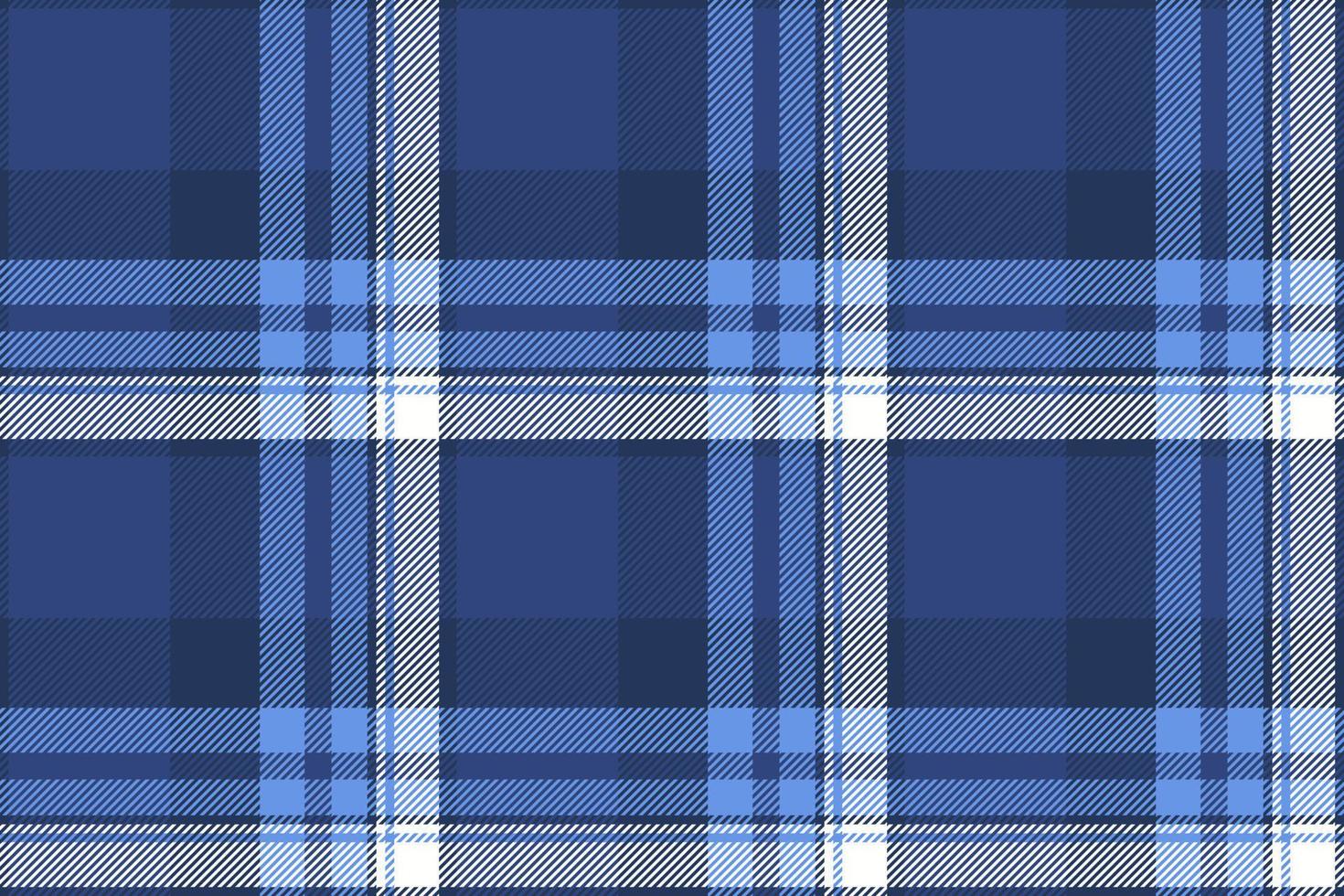 Plaid background, check seamless pattern in blue. Vector fabric texture for textile print, wrapping paper, gift card or wallpaper.