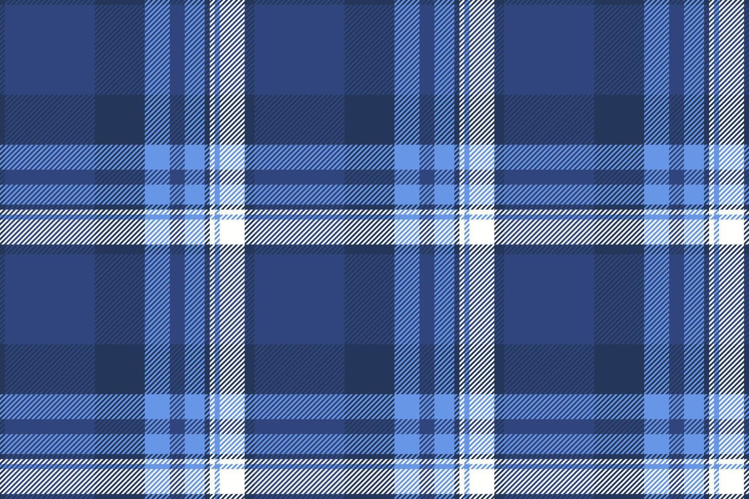 Plaid background, check seamless pattern in blue. Vector fabric texture for textile print, wrapping paper, gift card or wallpaper.