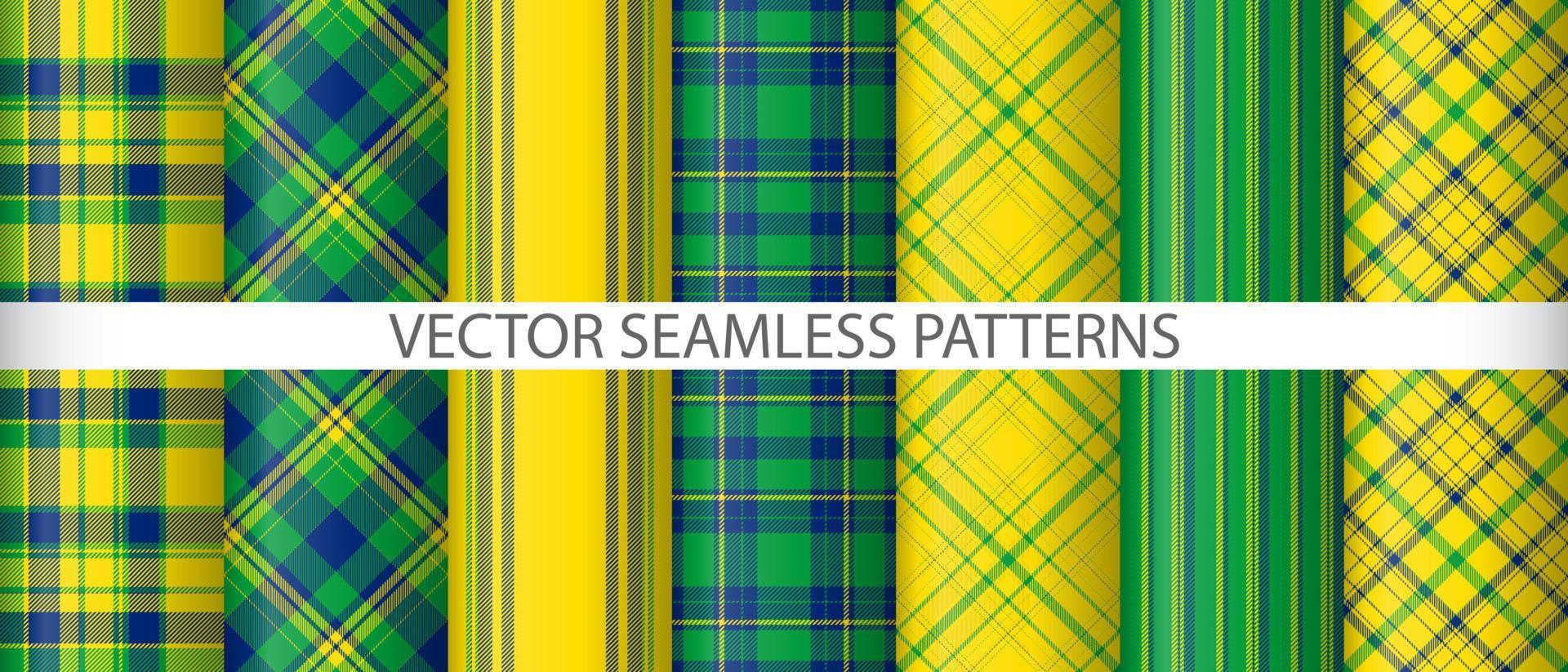 Set tartan vector texture. Textile pattern plaid. Check fabric background seamless.