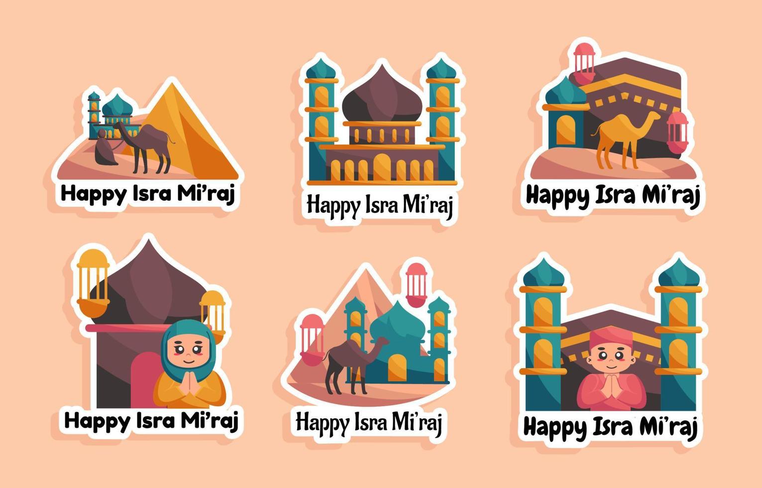 Isra Mi'raj Greeting Sticker Collection vector