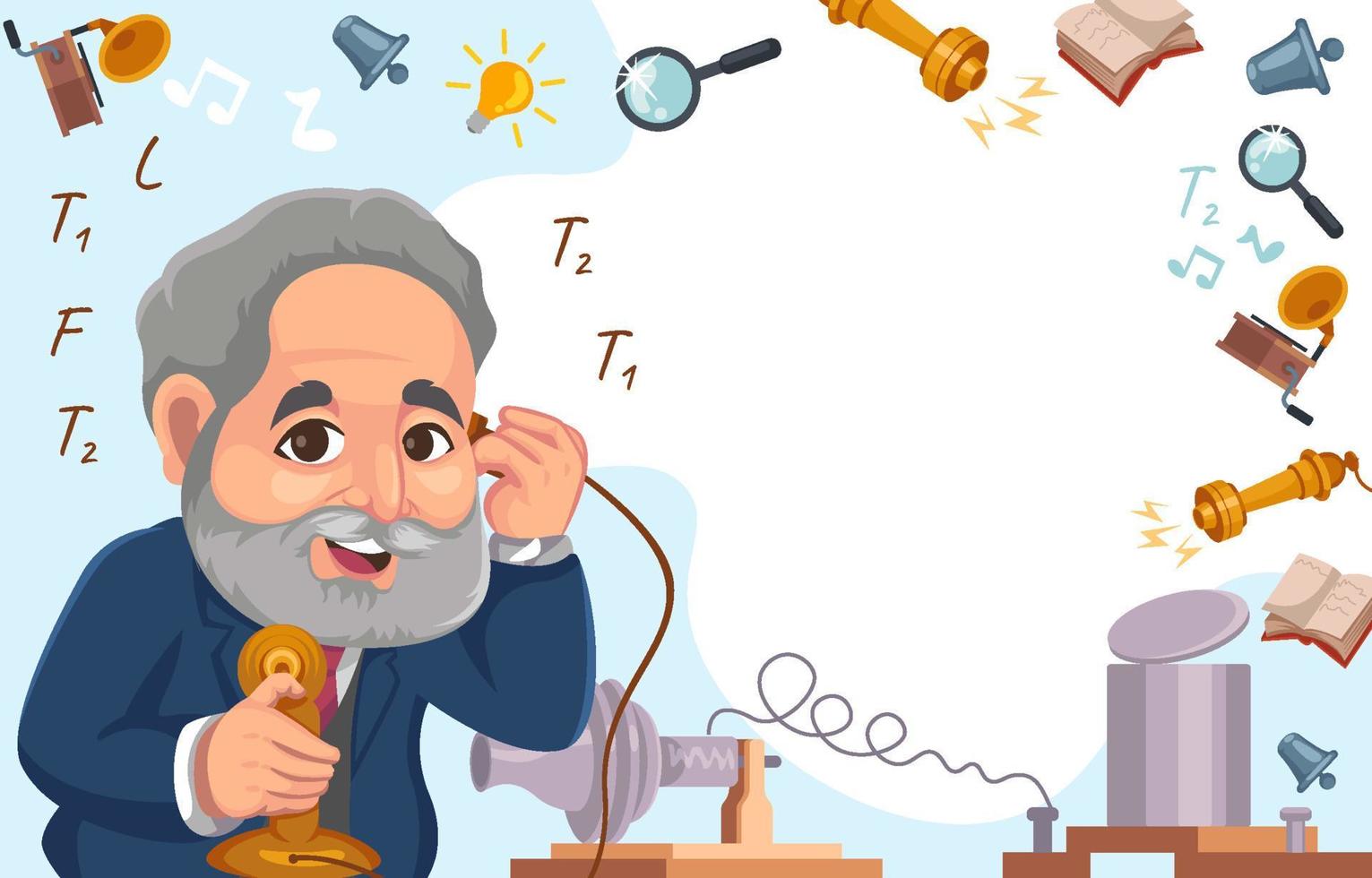 Alexander Graham Bell The Inventor of Telephone Backgrounds Concept vector