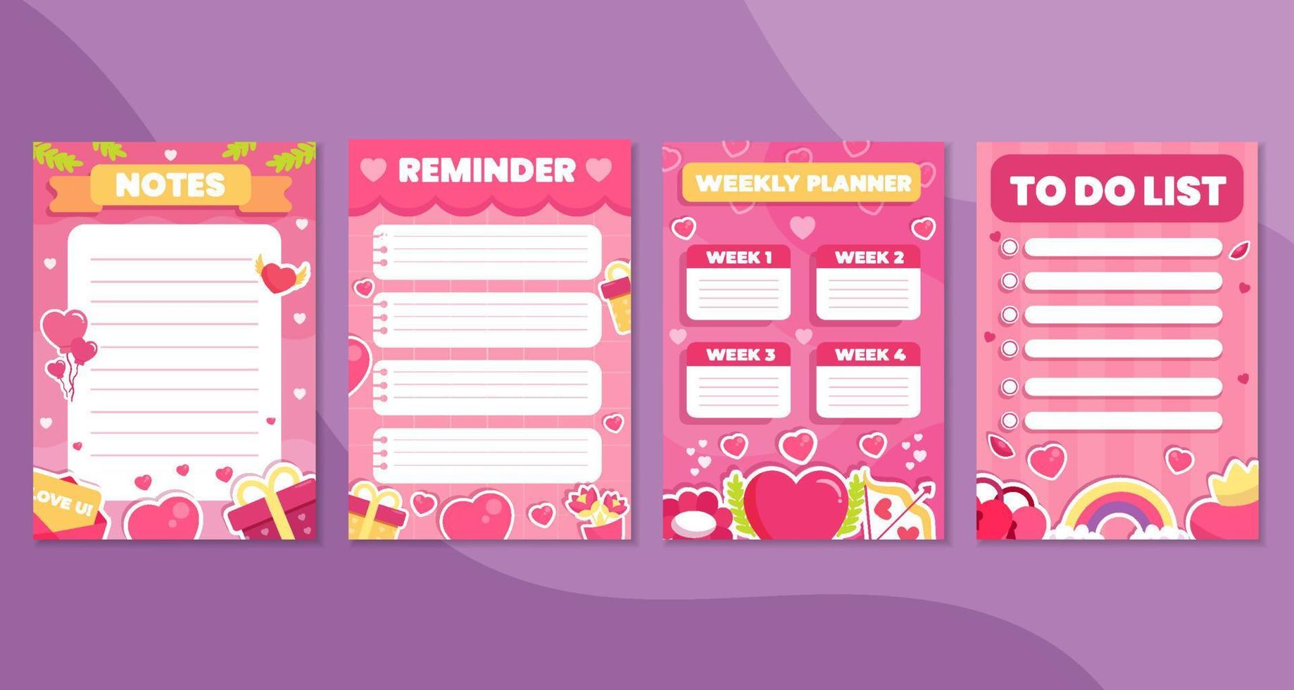 Valentine Journal Pages vector