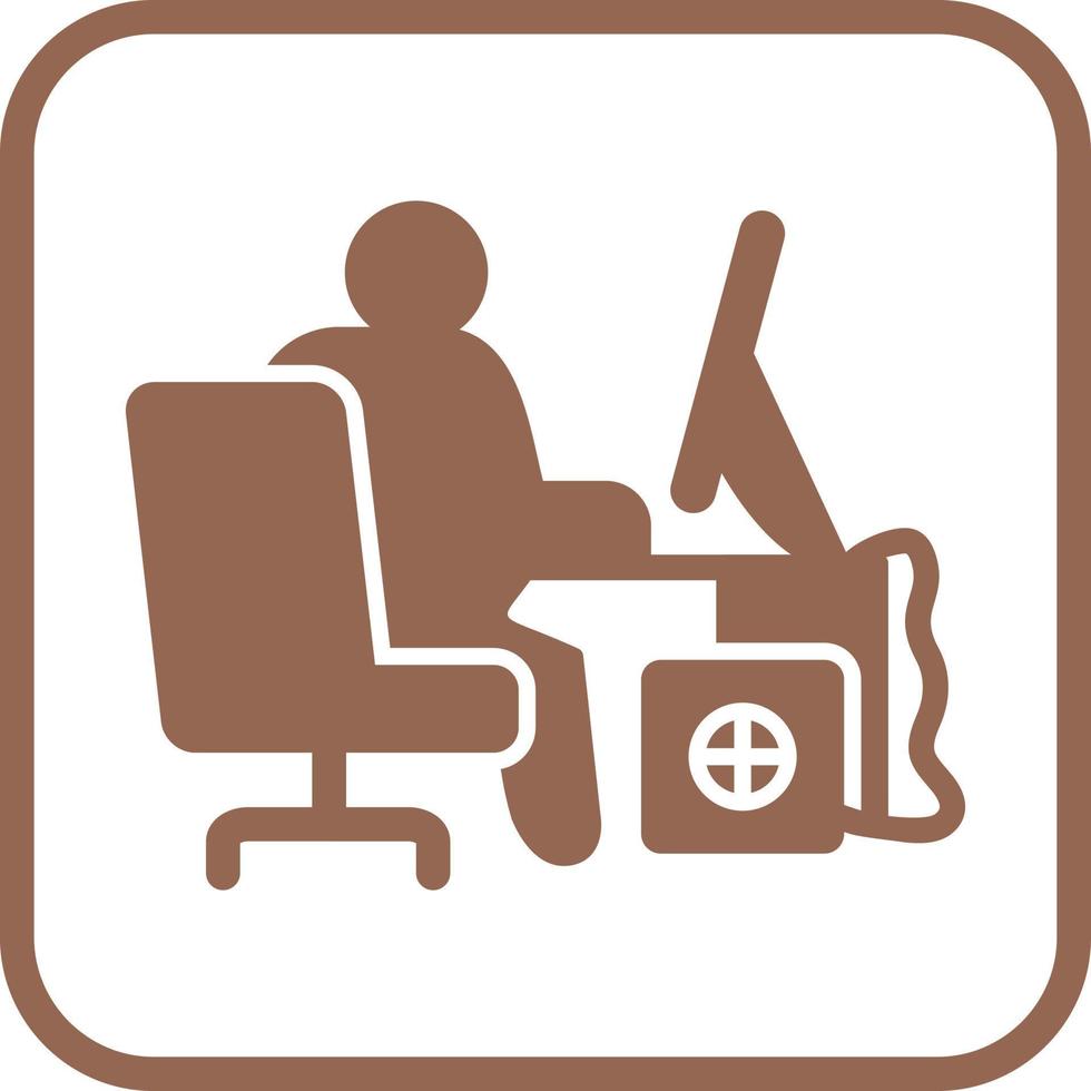 icono de vector de trabajador de computadora