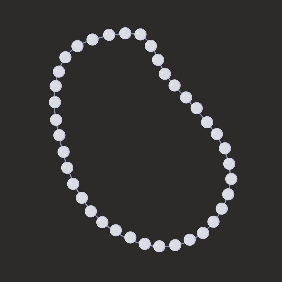 Pearl necklace in simple style on black vector
