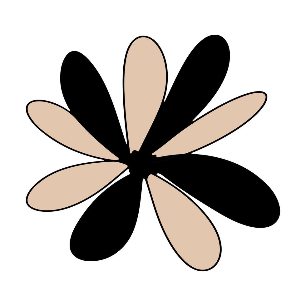 black and beige flower doodle vector