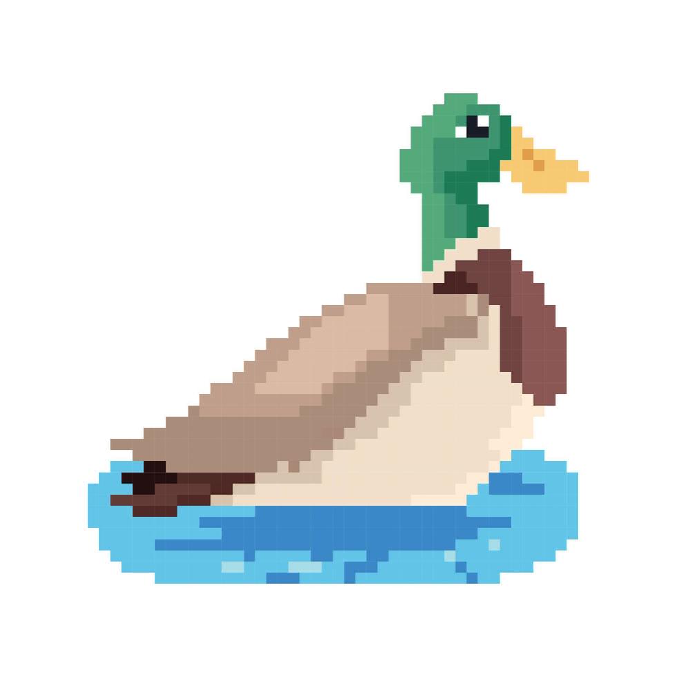 8bit pixels Art duck vector, duck pixel art design vector