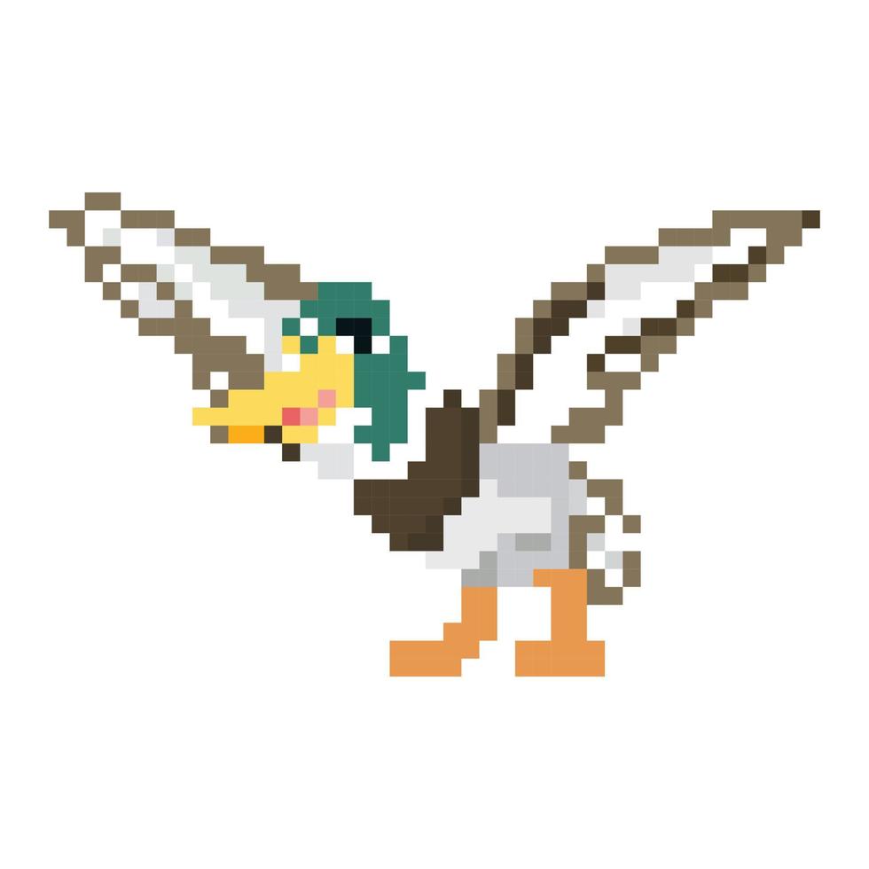 8bit pixels Art duck vector, duck pixel art design vector