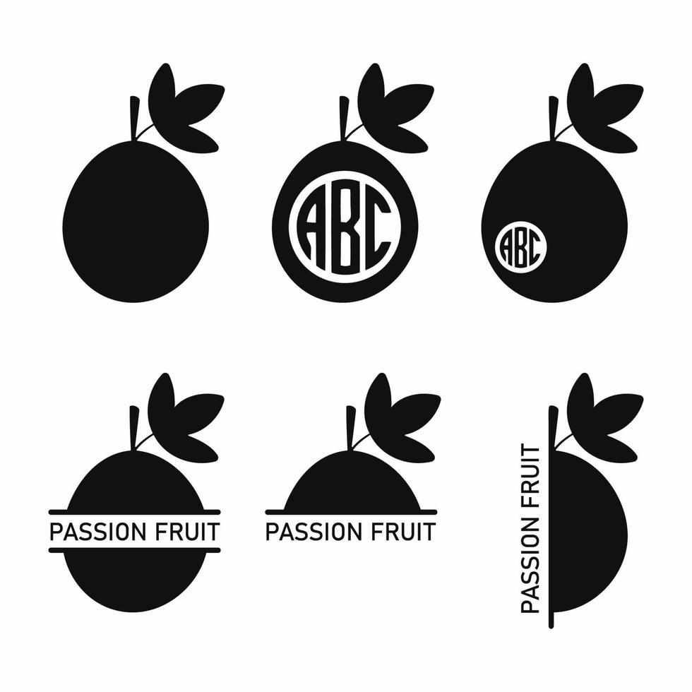 Passion fruit monogram frame set vector illustration