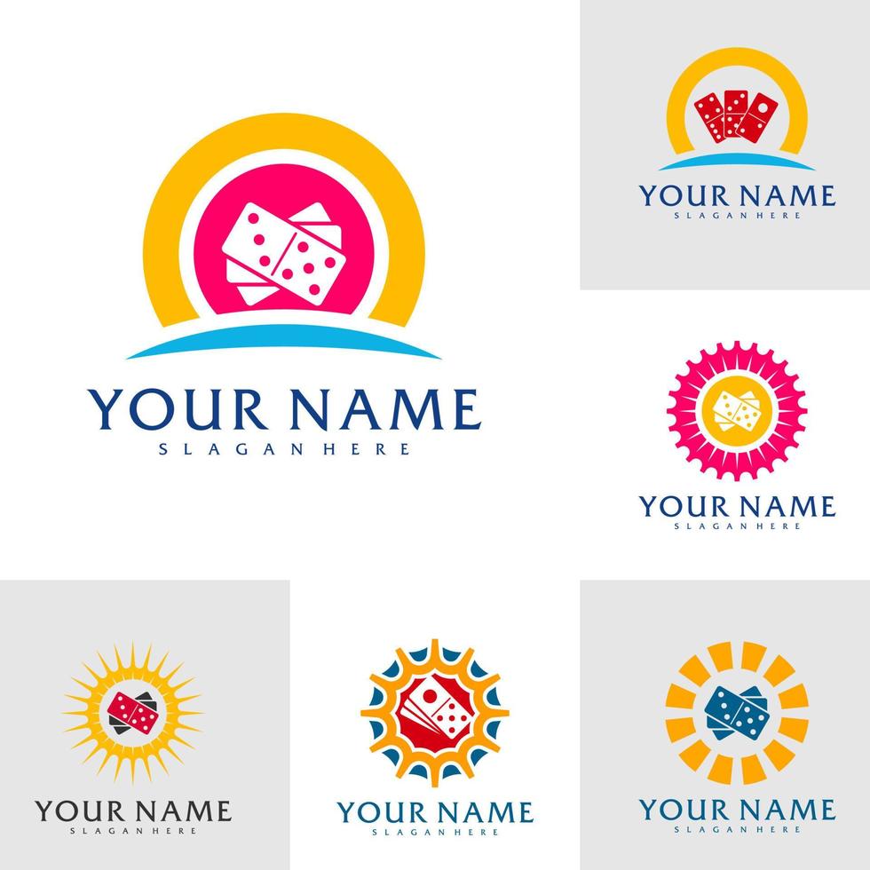 Set of Sun Domino logo vector template, Creative Domino logo design concepts