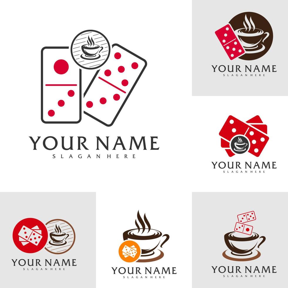 Set of Coffee drink Domino logo vector template, Creative Domino logo design concepts