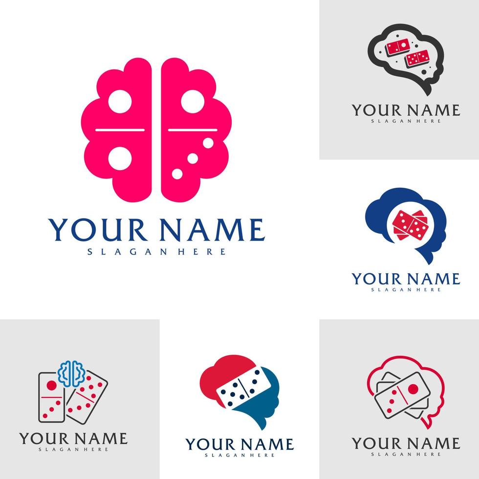 Set of Brain Domino logo vector template, Creative Domino logo design concepts