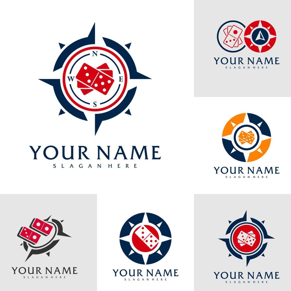 Set of Compass Domino logo vector template, Creative Domino logo design concepts