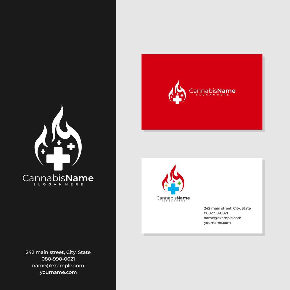 Health Fire logo with business card template. Creative Fire Health logo design concepts vector