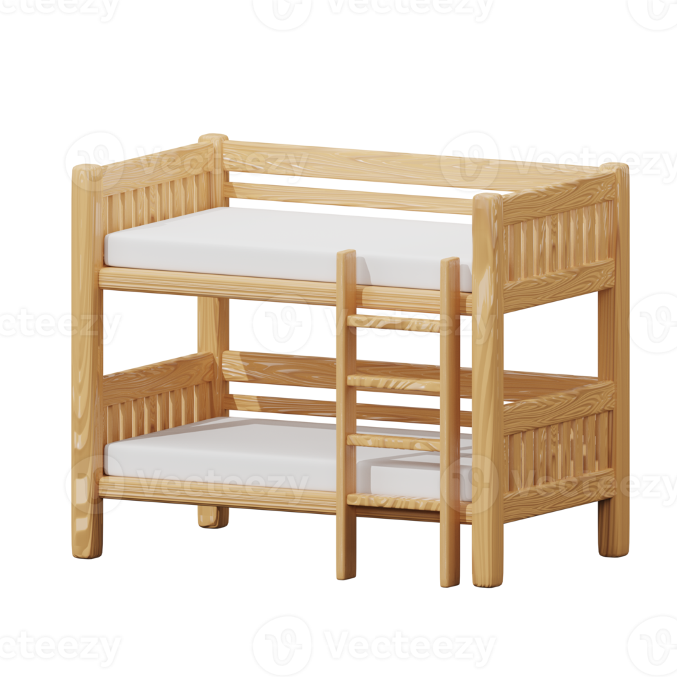 3D wooden bunk bed png