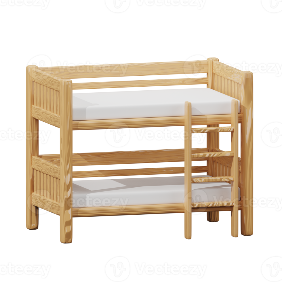 3D wooden bunk bed png