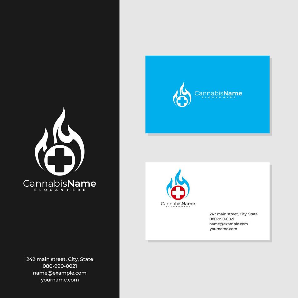 Health Fire logo with business card template. Creative Fire Health logo design concepts vector