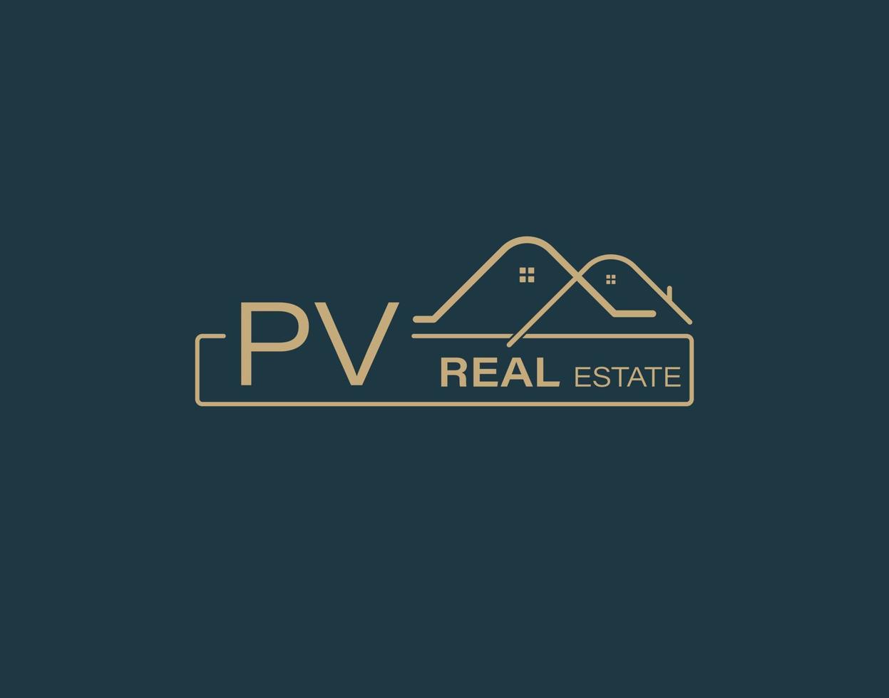 PV Real Estate Consultants Logo Design Vectors images. Luxury Real Estate Logo Design