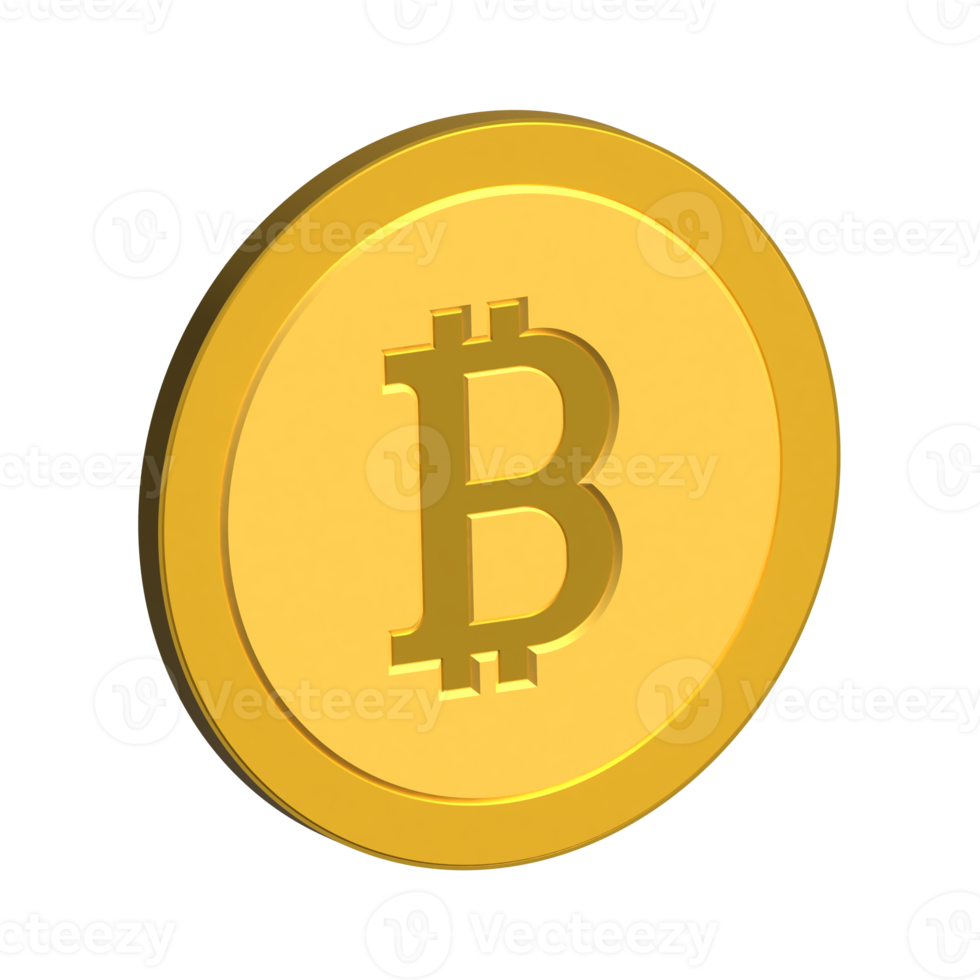 3d golden bitcoin coin png