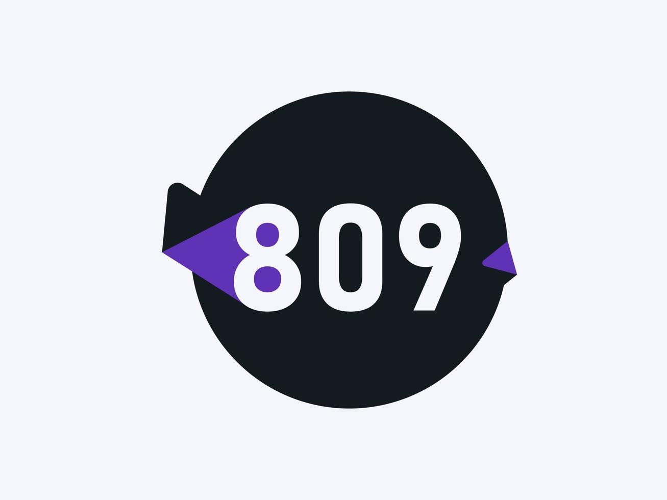 809 Number logo icon design vector image. Number logo icon design vector image