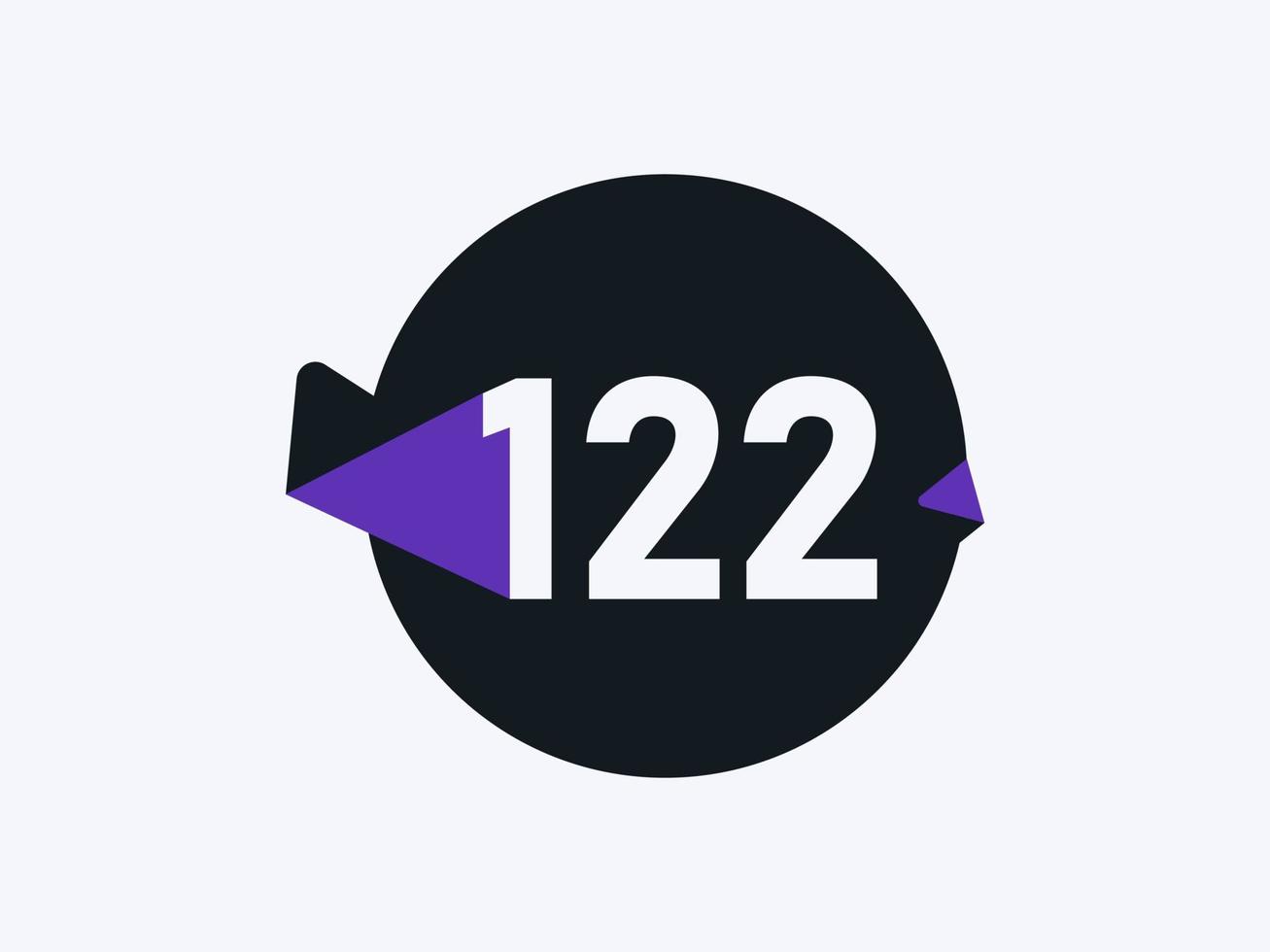 122 Number logo icon design vector image. Number logo icon design vector image