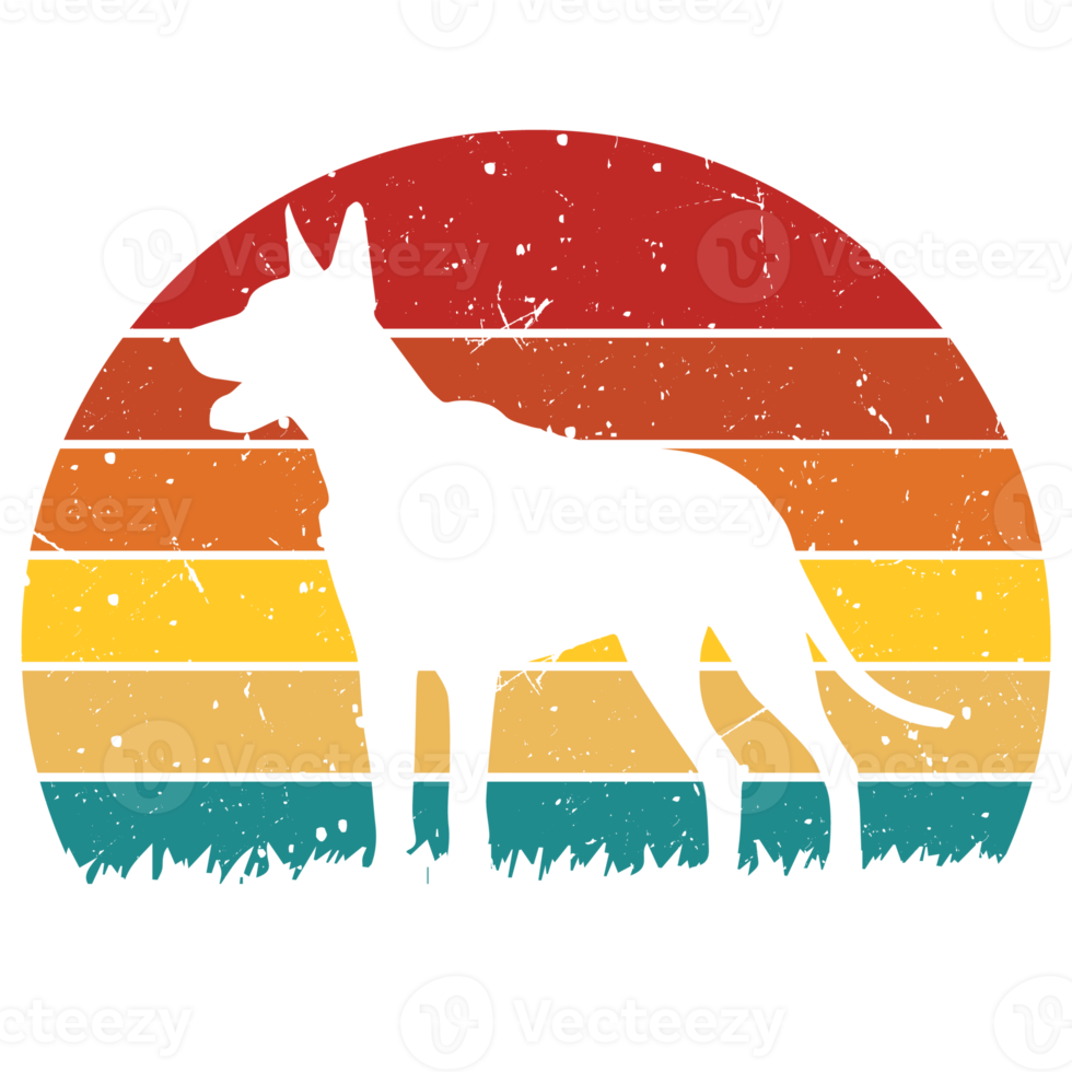 modèle de conception de chien rétro coucher de soleil png