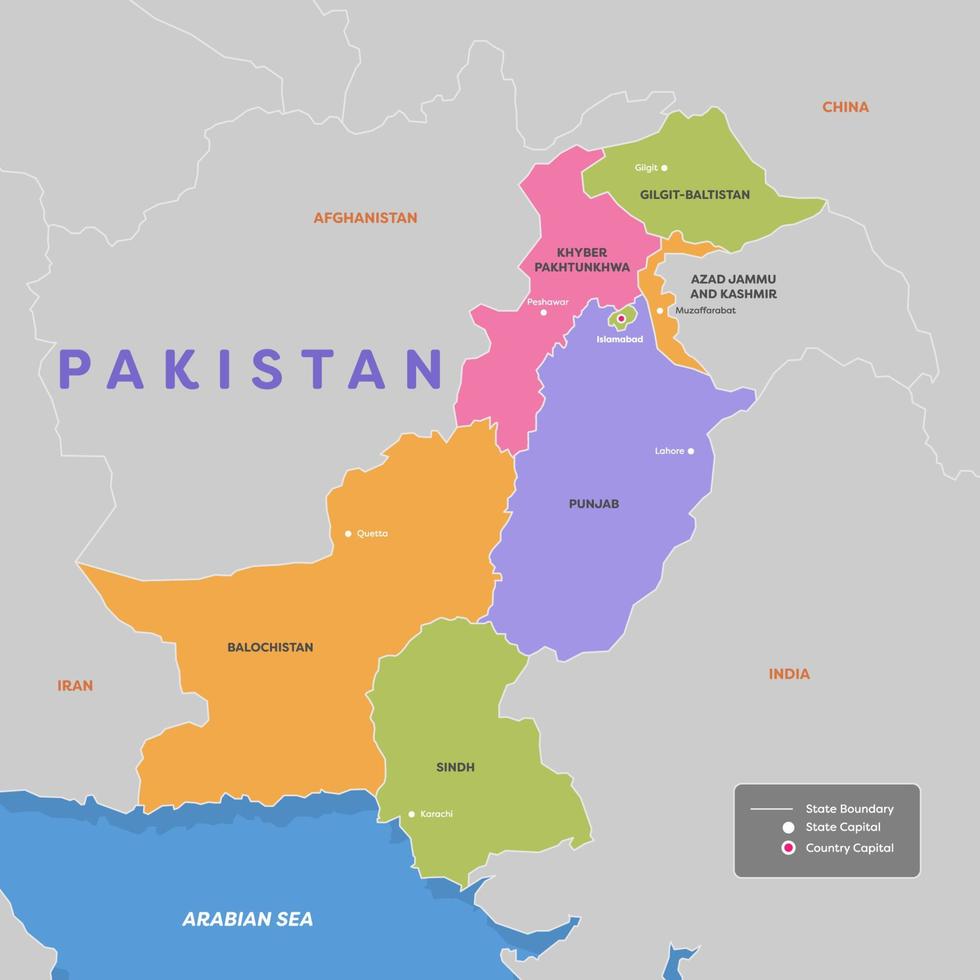 Colorful Pakistan Country Map vector