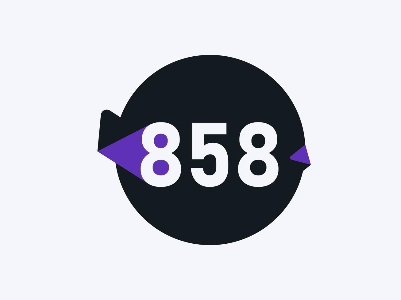 858 Number logo icon design vector image. Number logo icon design vector image