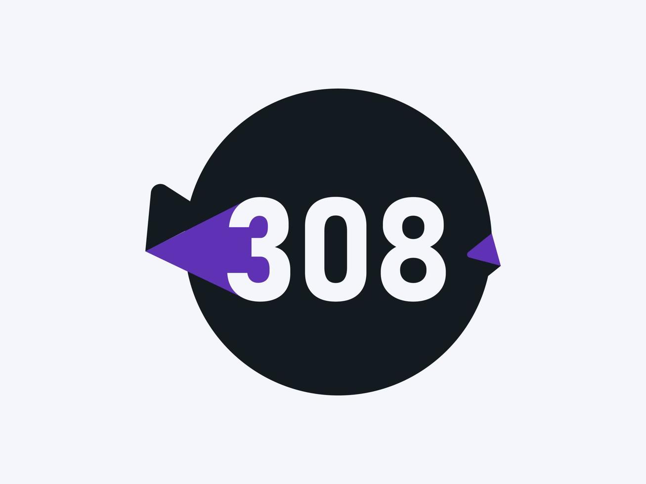 308 número logo icono diseño vector imagen. número logo icono diseño vector imagen