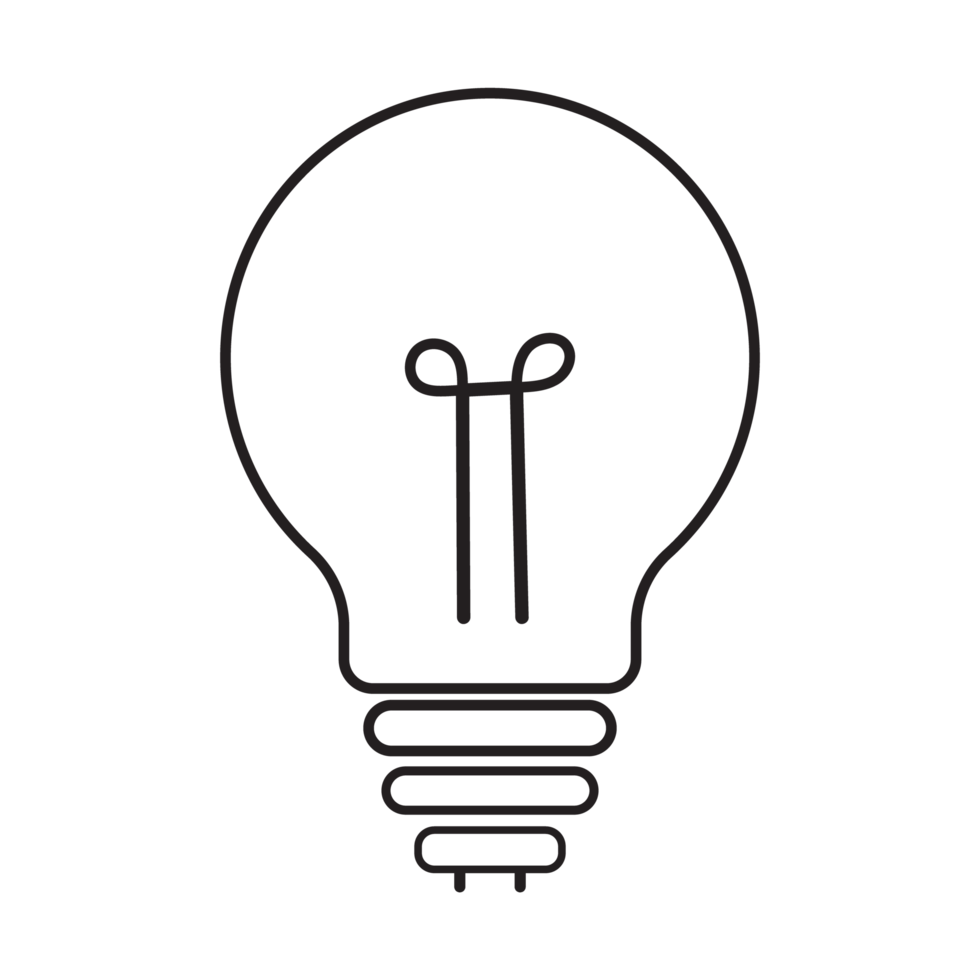 light bulb outline transparent black and white icon png