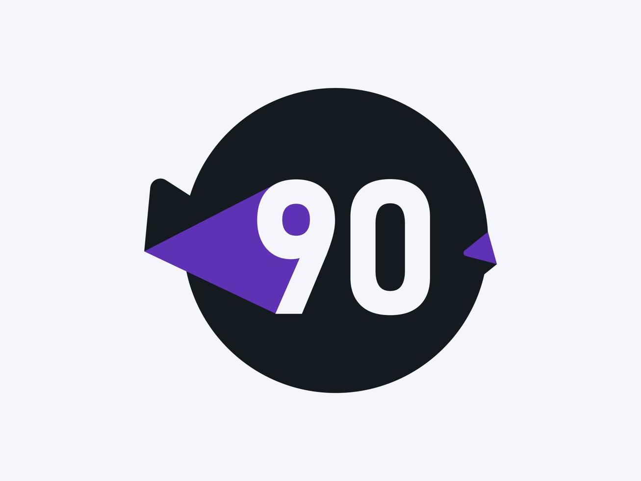 90 Number logo icon design vector image. Number logo icon design vector