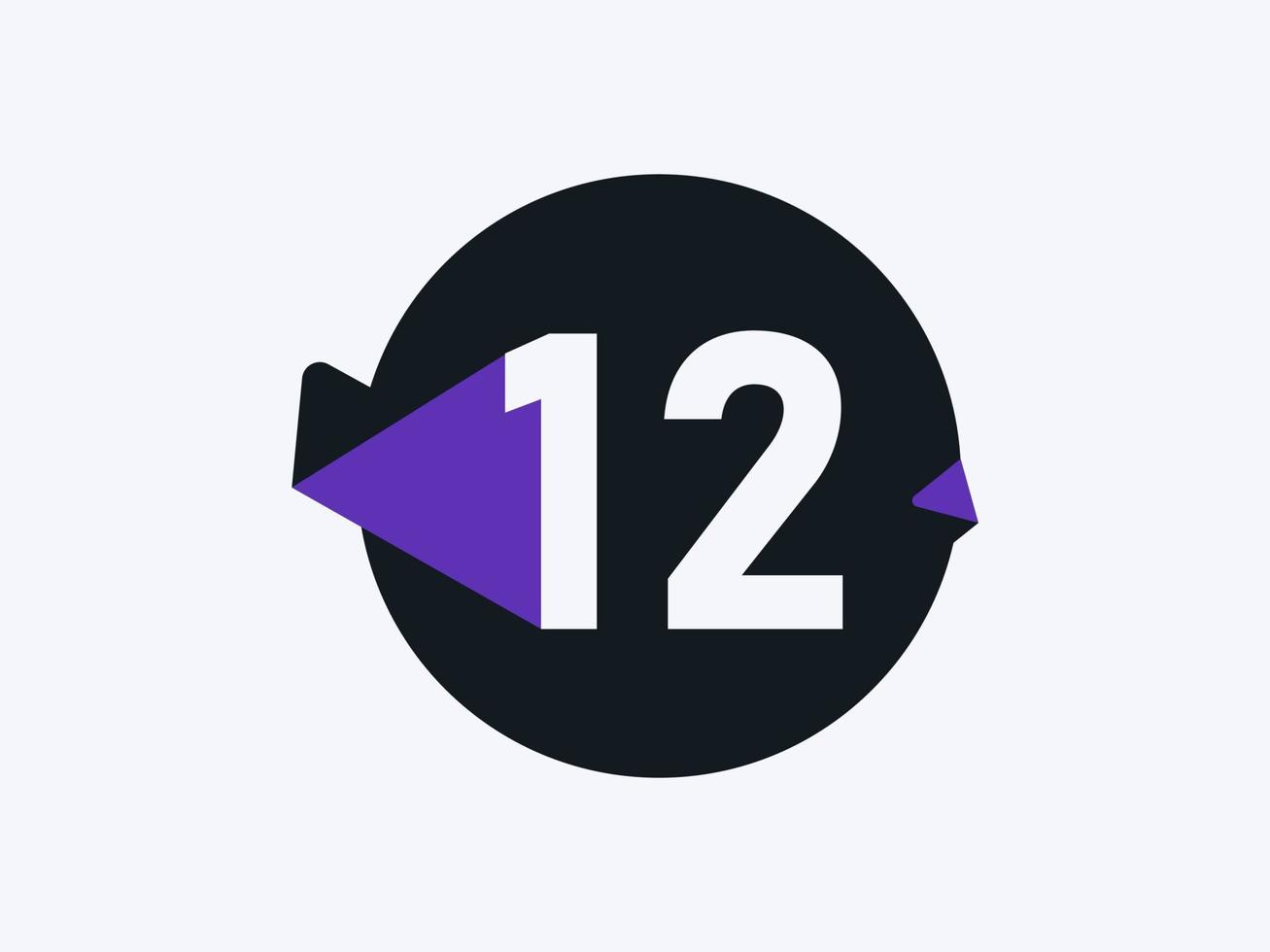 12 Number logo icon design vector image. Number logo icon design vector image
