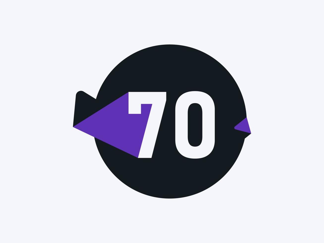 70 Number logo icon design vector image. Number logo icon design vector image