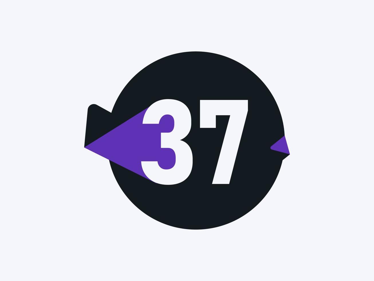 37 Number logo icon design vector image. Number logo icon design vector image