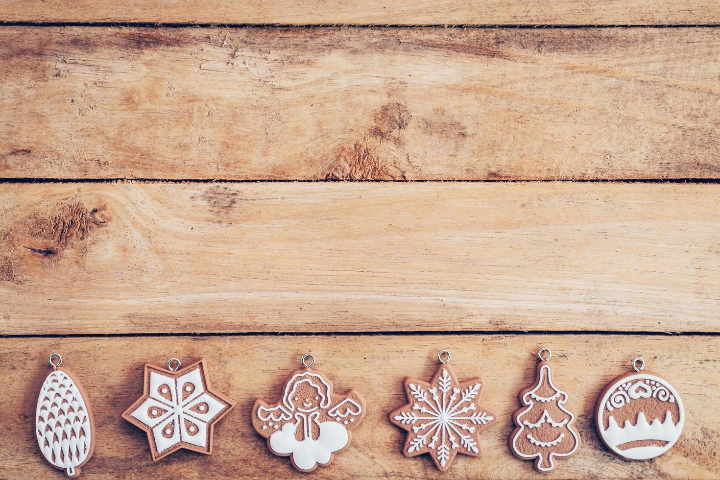 Christmas decoration with snowflake on table wood with copy space photo