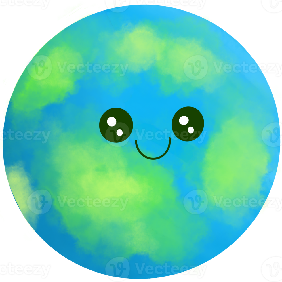 Cute Earth Watercolor Illustration png