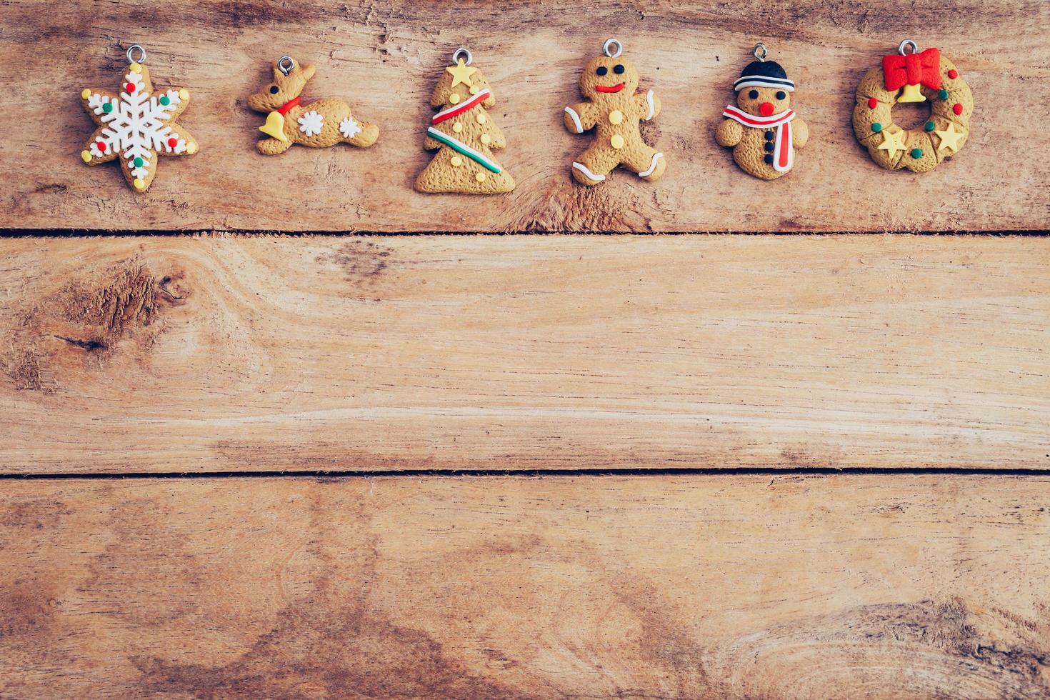 Christmas decoration with snowflake on table wood with copy space photo