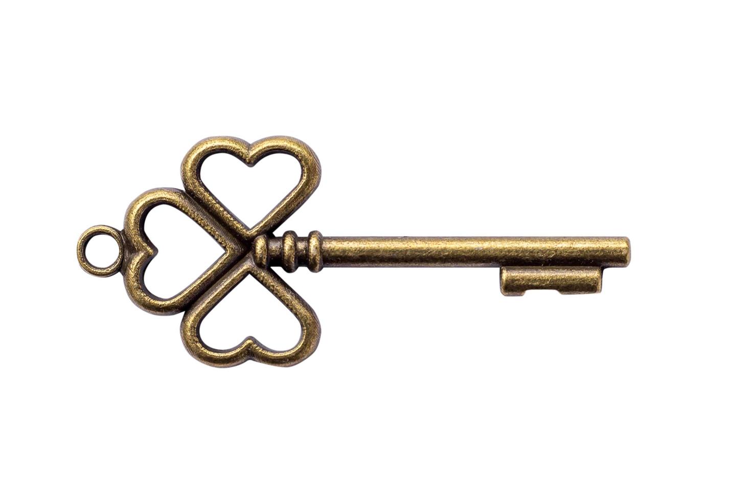 close up key vinatge on isolate white with clipping path. photo