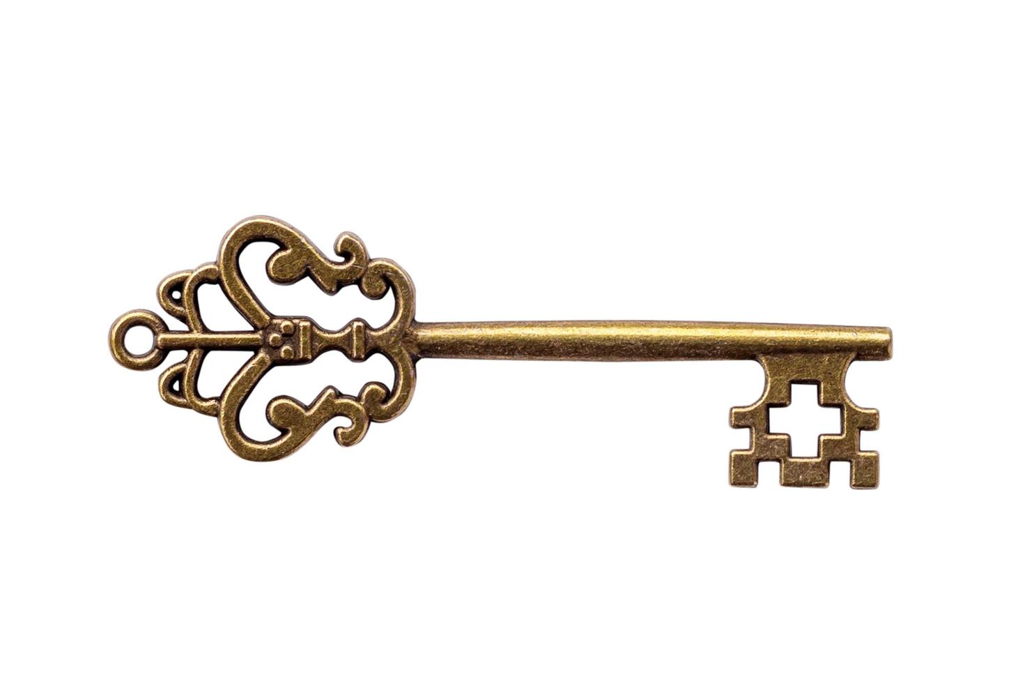 close up key vinatge on isolate white with clipping path. photo