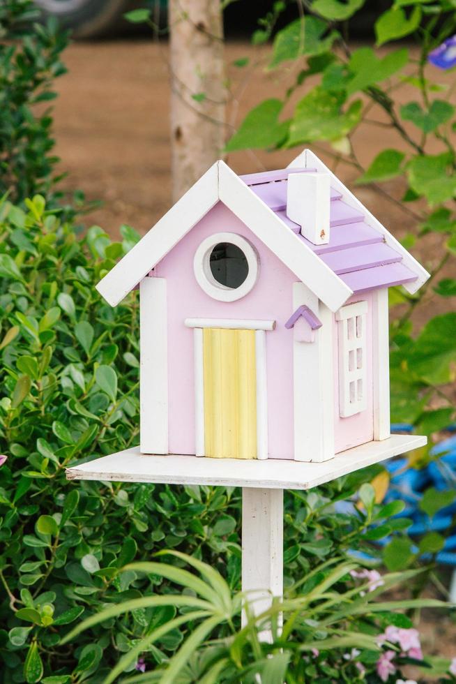 wood mail box on garden photo