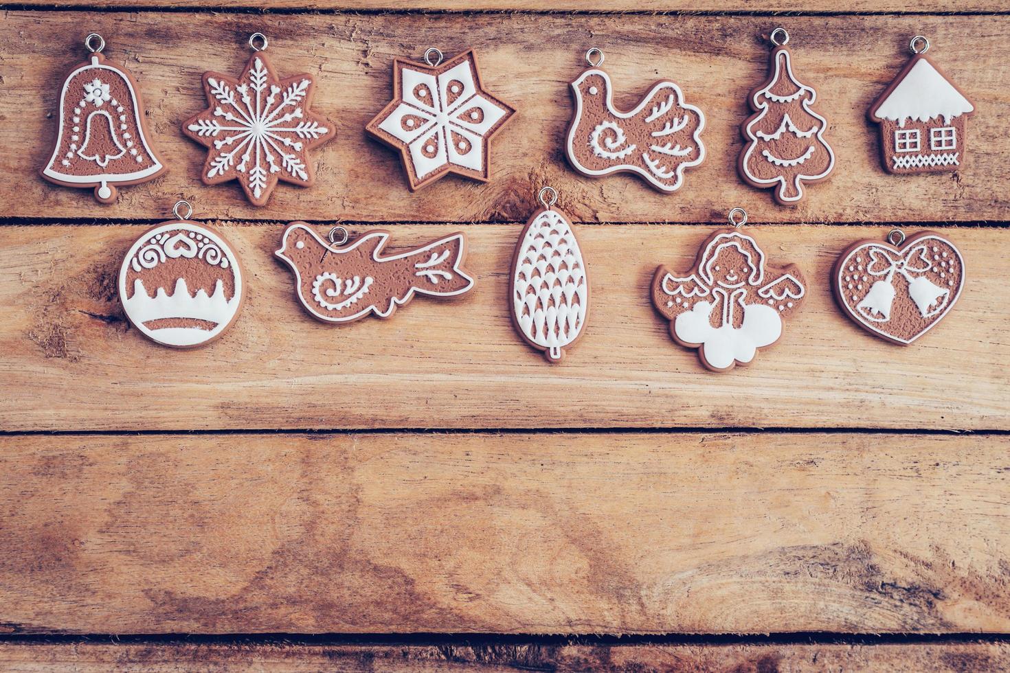Christmas decoration with snowflake on table wood with copy space photo