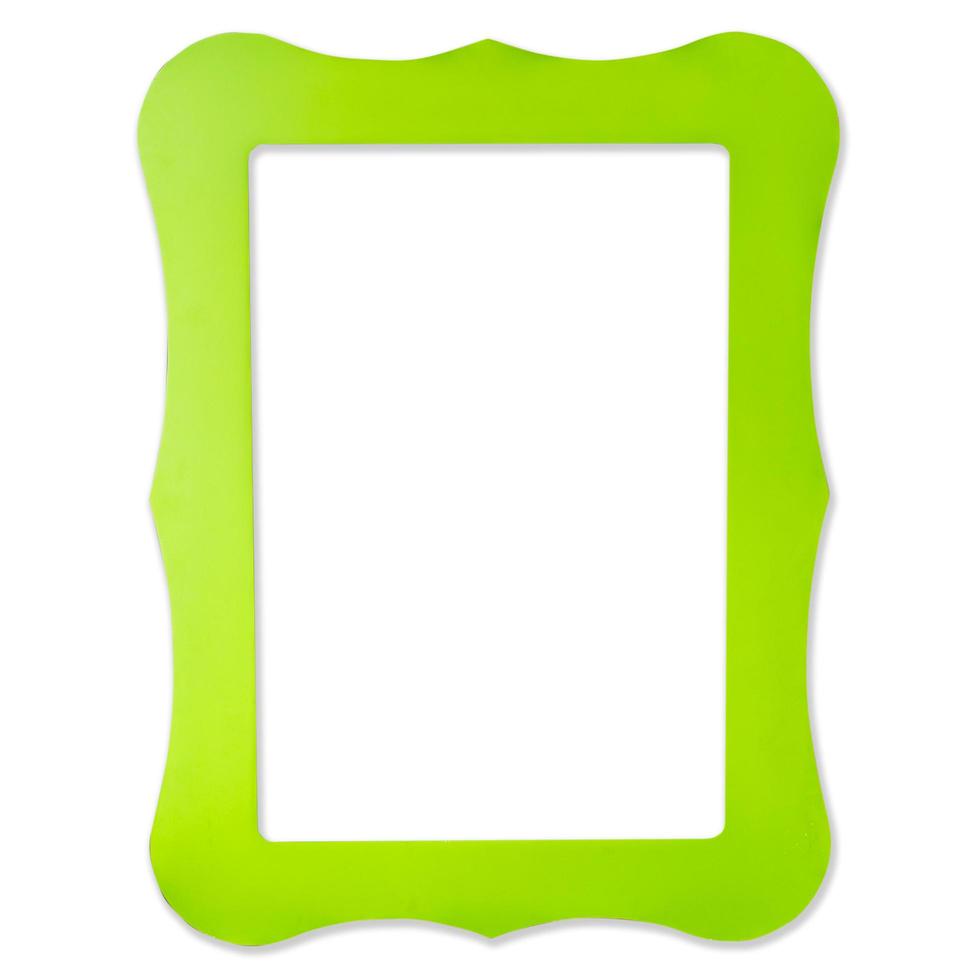 green frame for picture on isolated white background with clipping path. photo