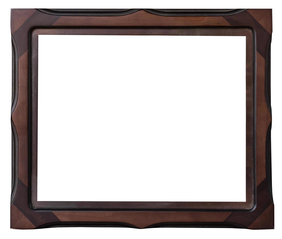 brown wood frame of photo on isolate white with clipping path