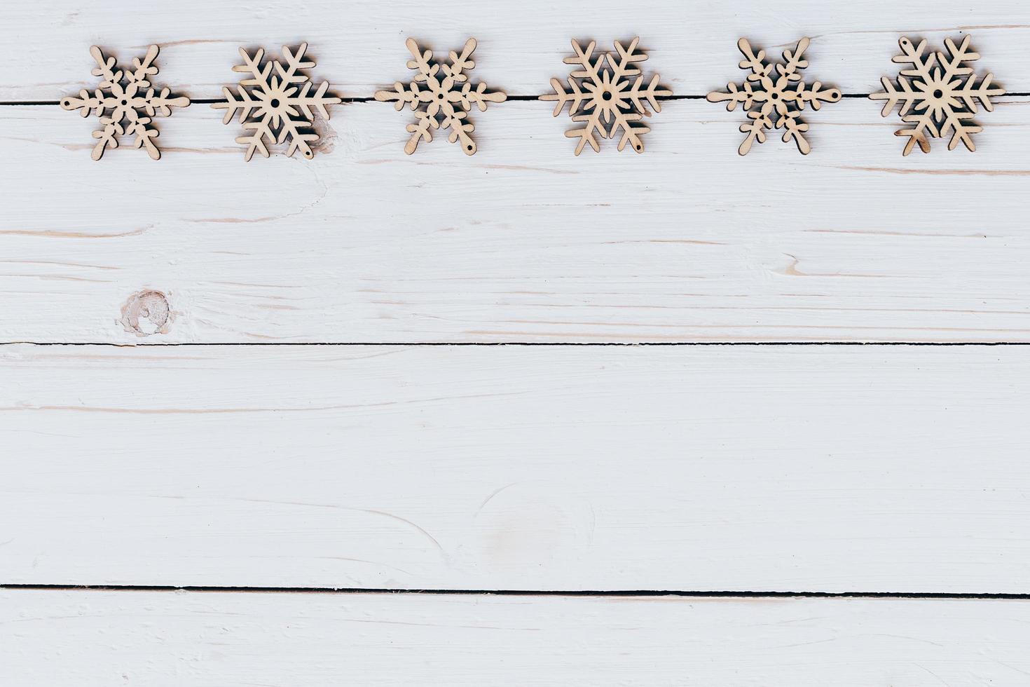 Ornaments christmas decoration wooden on wooden white  with space. Christmas background. photo
