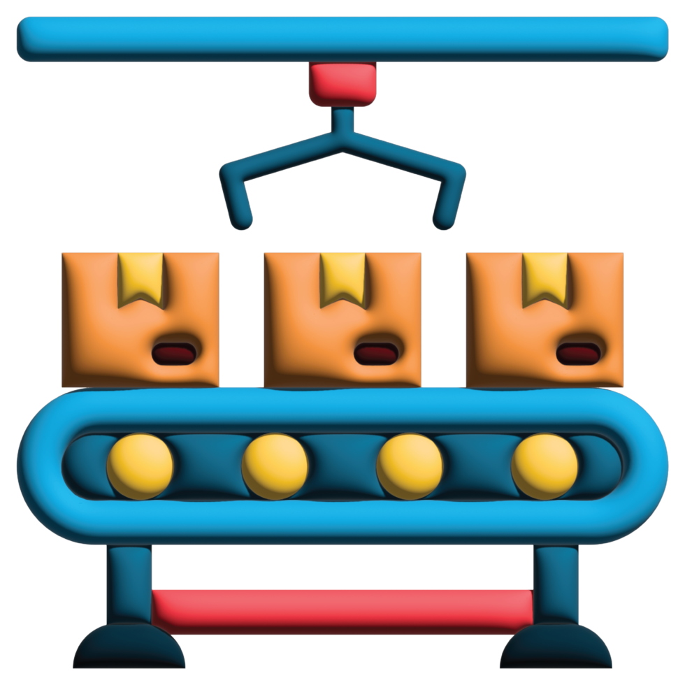 3D illustration conveyor in logistic png